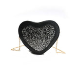 Glitter heart detail chain bag