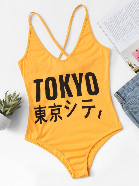 Yellow Tokyo crossback bodysuit