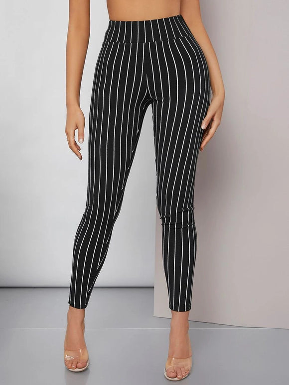 Stripe high waist fashion pants