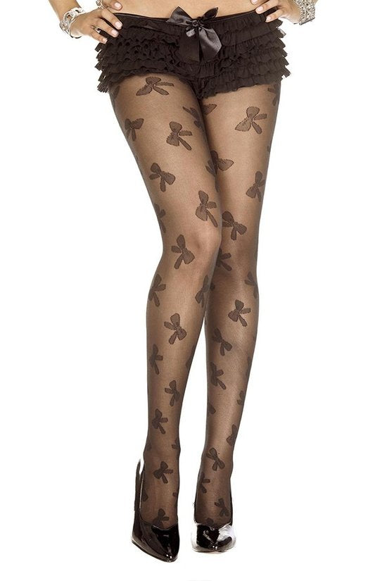 Women Bow print tattoo stockings
