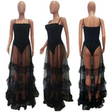 Lady Couture Sheer ruffle long maxi dress