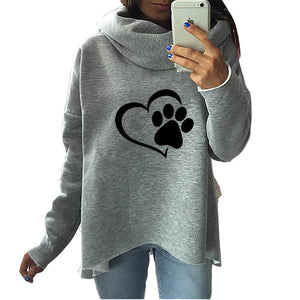 Animal dog paw printed oversize sweater