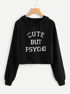 Cute but psycho pullover fashion crop sweater