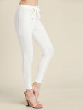 Lace up front skinny jeggings pants