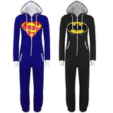 Cool Unisex Superman vs Batman superhero hoodie lounge onesie jumpsuit
