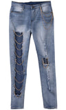 Distressed chain cutout denim jeans