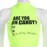 Are you on candy turtle neck neon crop top