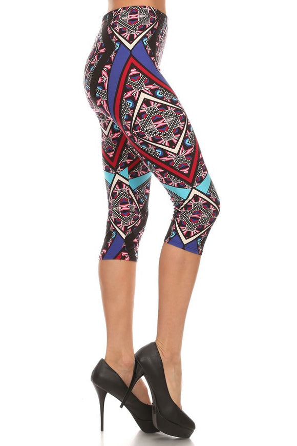 Women geometric capri leggings