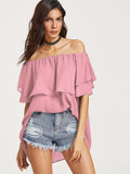 Dainty Pink oversize off the shoulder blouse