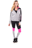 Ladies fashion active sport yoga / zumba 2 pc set zip up jacket & leggings outfit