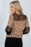 Ladies fashion polka dots ruffle sheer mesh top