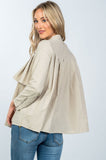 Layer pleated button down top