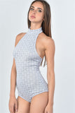 Ladies fashion mesh hole bodysuit and midi skirt two piece set
