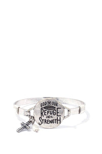 "god Our Refuge Strength" Engraved Metal Bracelet