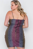 Plus Size Rainbow Cami Asymmetrical Hem Dress