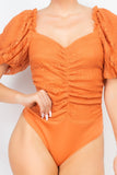 Front-ruched Lace Bodysuit (woven)