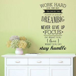 Inspirational work hard quotes wall decal sticker