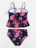 Peplum 2 piece floral bikini swimsuit set