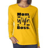 Mom wife boss long sleeve printed tshirt