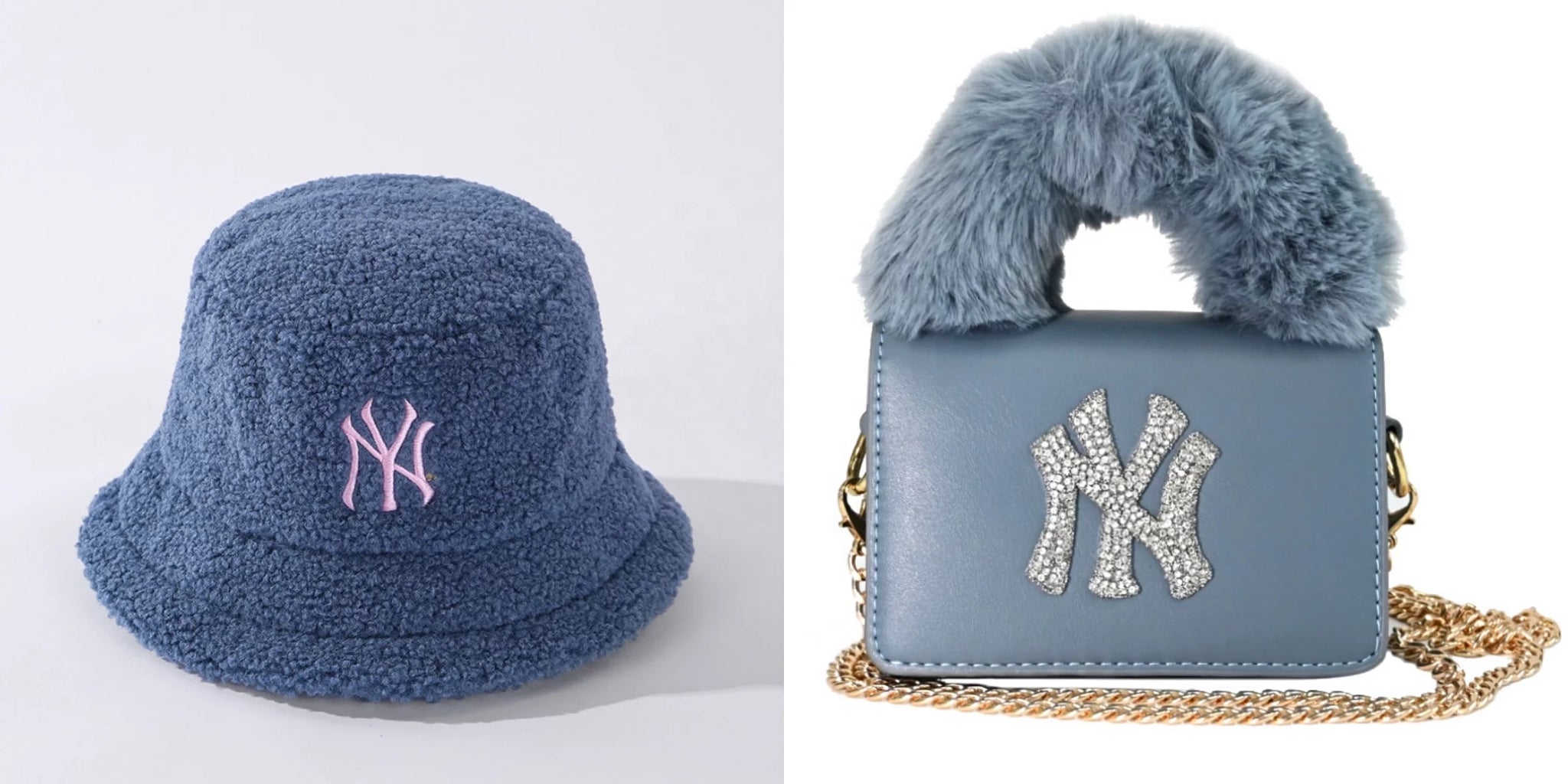 Retro style fuzzy ny New York handbag with s fuzzy matching