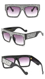 Iconic eyewear- crystal glitter oversize retro sunglasses