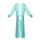 “Jansell” sheer tie style swimsuit coverup long shirt dress