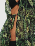 Tropical Leaf print light bikini coverup dress