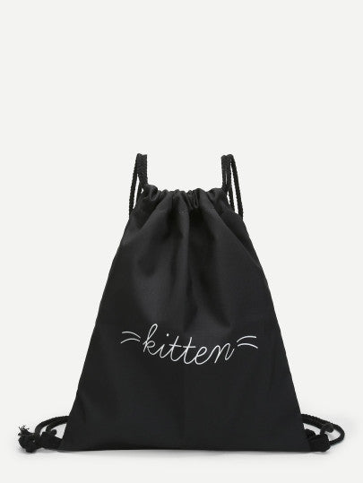 Kitten letter drawstring backpack
