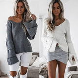 “Court” oversize ruffle sleeve sweater