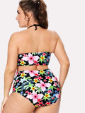 PLUS DOLL “Blissful” cutout strappy floral 2 piece plus size swimsuit