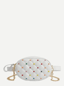 White quill detail designer style fanny pack bag