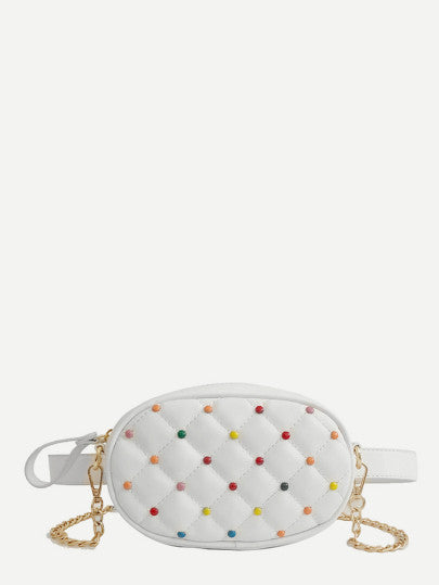 White quill detail designer style fanny pack bag