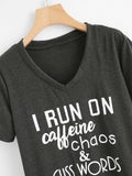 I run on caffeine printed tshirt