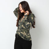 Army lace up front long sleeve top