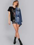 Freedom cutout distressed vintage oversize top
