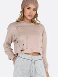 Distressed pullover sweater
