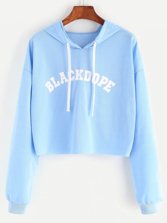 Black dope pullover hoodie crop sweatshirt