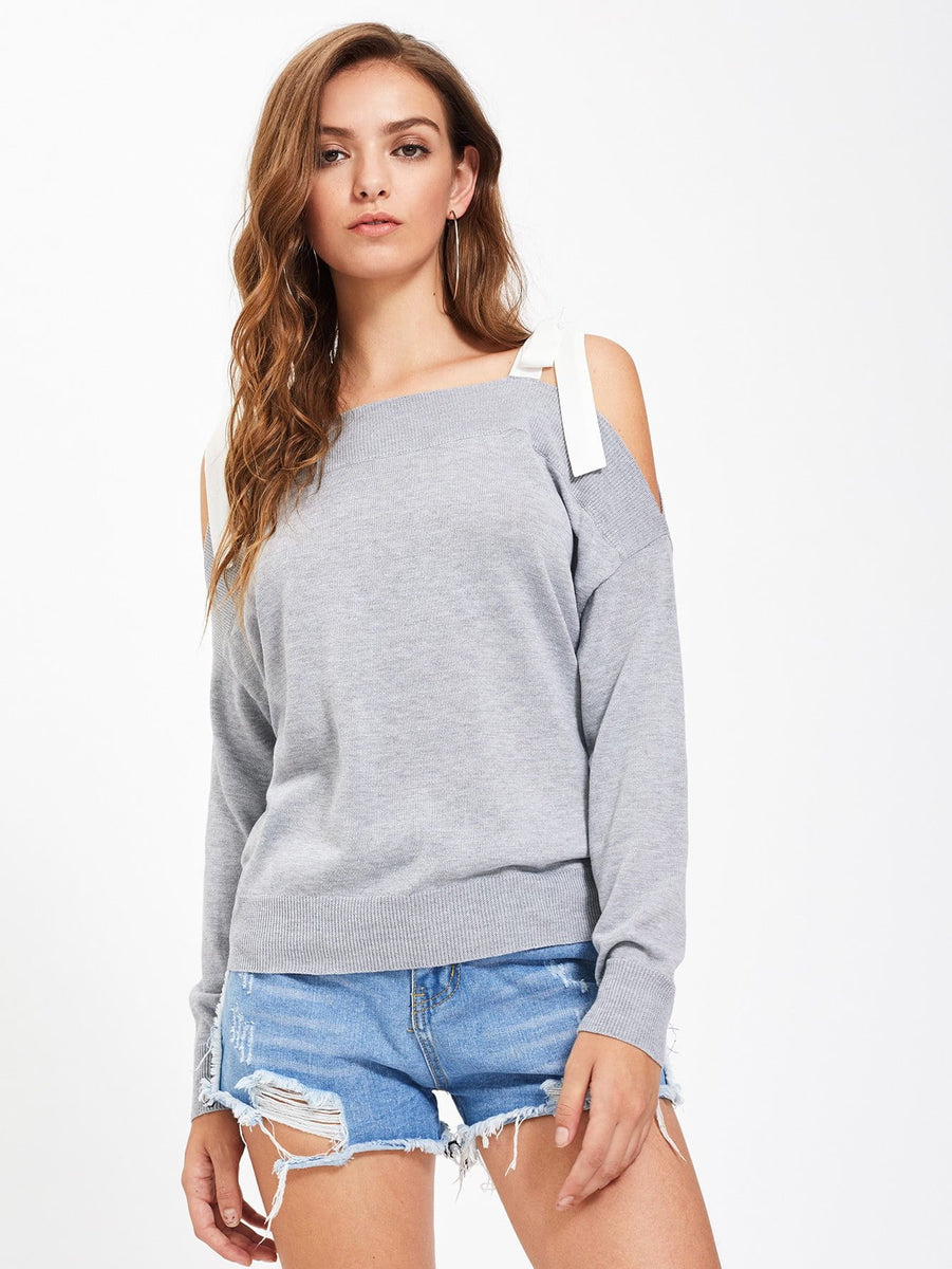 Ladies Bow Tie shoulder sweater – Iconic Trendz Boutique