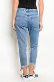 Cutout distressed retro denim jeans