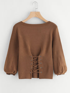 Ladies lace up corset fashion sweater top