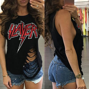Slayer distressed cut up top
