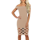 Off the shoulder caged detailed bodycon dress