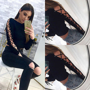 "Lily" Lace up long sleeve top