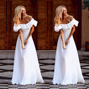 "Beautiful desire" white off the shoulder maxi cocktail dress