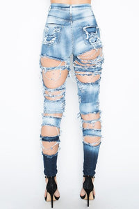 "Pretty damaged" high waist cutout distressed skinny jeans