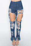 Bohemian babe cutout distressed fringe skinny jeans