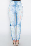 Festive paint bleach cutout high rise jeans