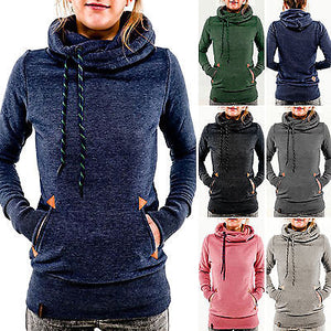 Comfy double turtle neck fashion hoodie sweater