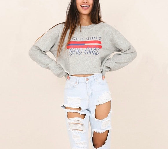 Good Girls Bad Girls Crop oversize Pullover Sweater