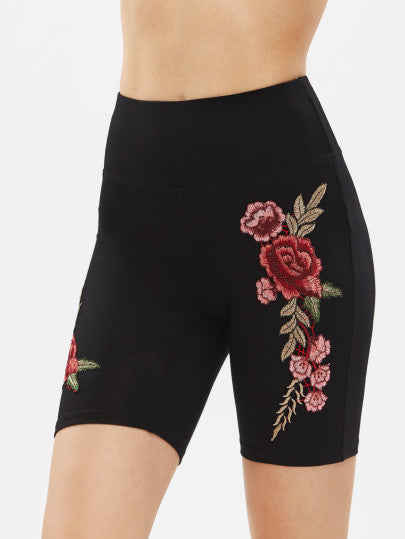 Rose flower Design Biker Shorts Leggings